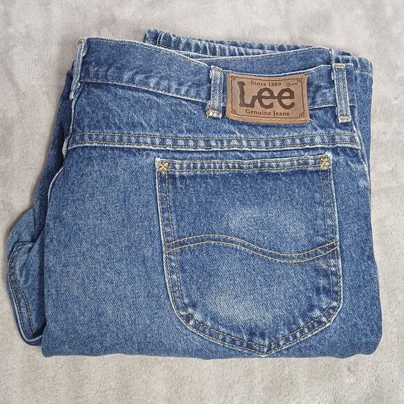 Vtg 80s Lee Storm Rider Jeans Men 42x34 (fits 38x32) Union Made USA Classic Work - Picture 1 of 16